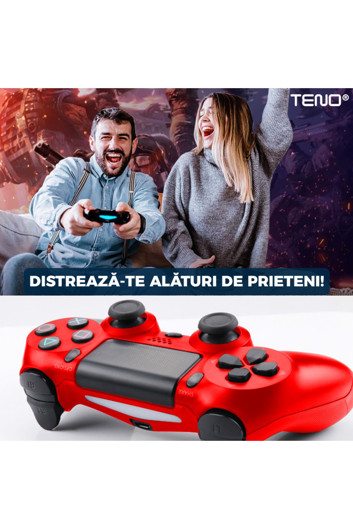 Teno-Wireless Controller For Console, Compatible Ps4/Ps5/Xbox/Switch/Pc, Red 7
