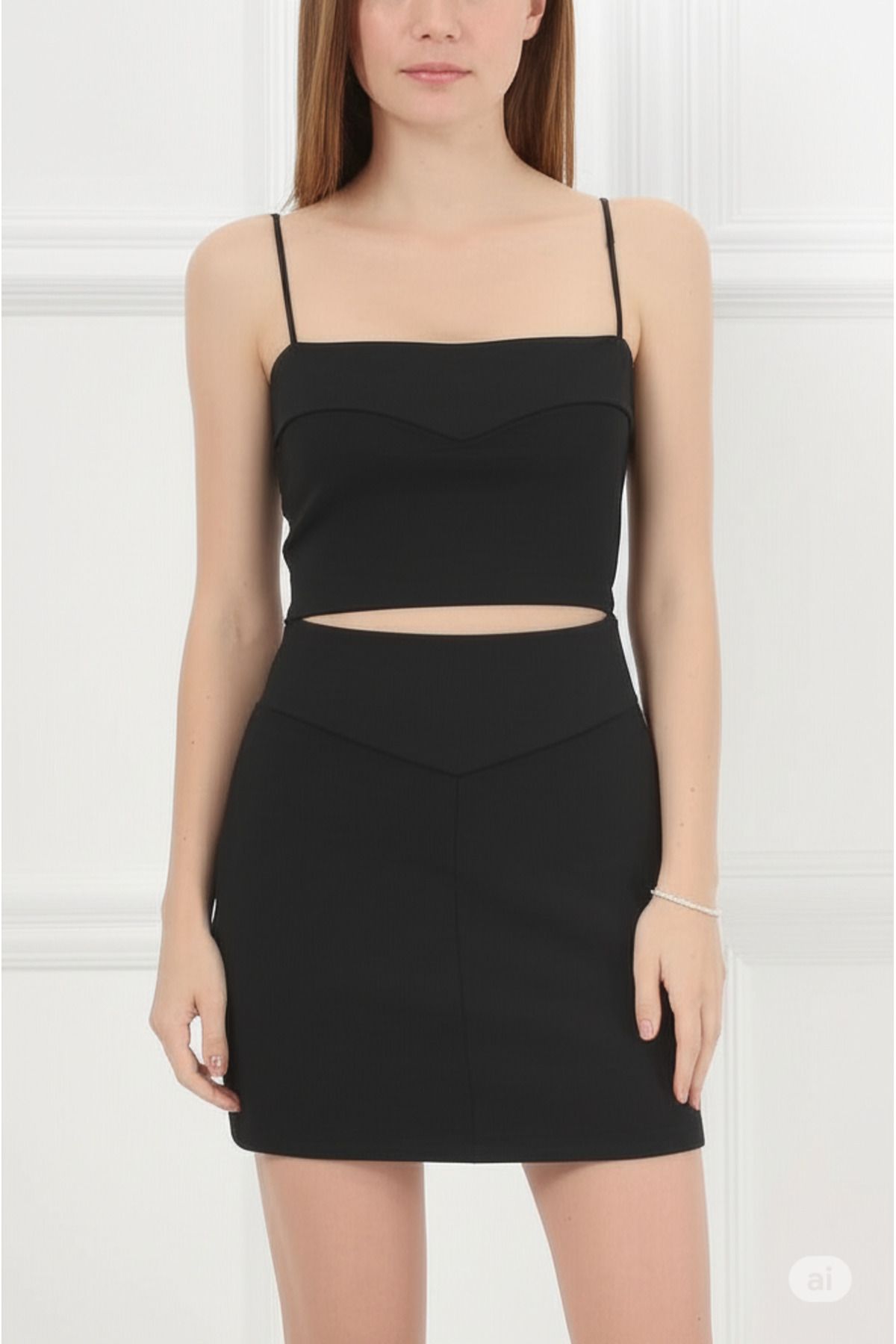 DHDmoda Kadın Siyah Mini Beli Lastikli Etek