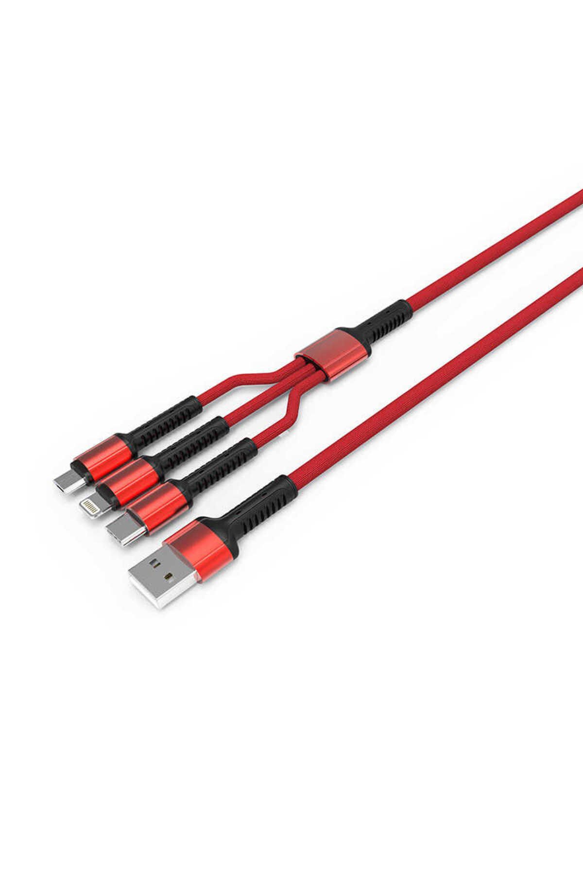 Kılıfist Kırmızı LC93 3 in 1 Usb Kablo-KLFS