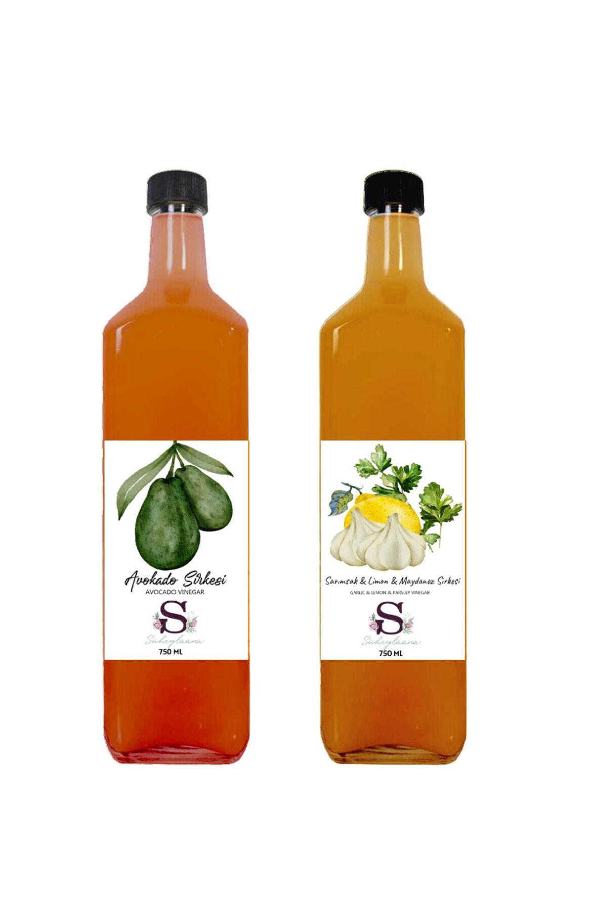 Süheylaana Doğal Avokado Sirkesi 750 Ml - Doğal Sarımsak & Limon & Maydanoz Sirkesi 750 Ml