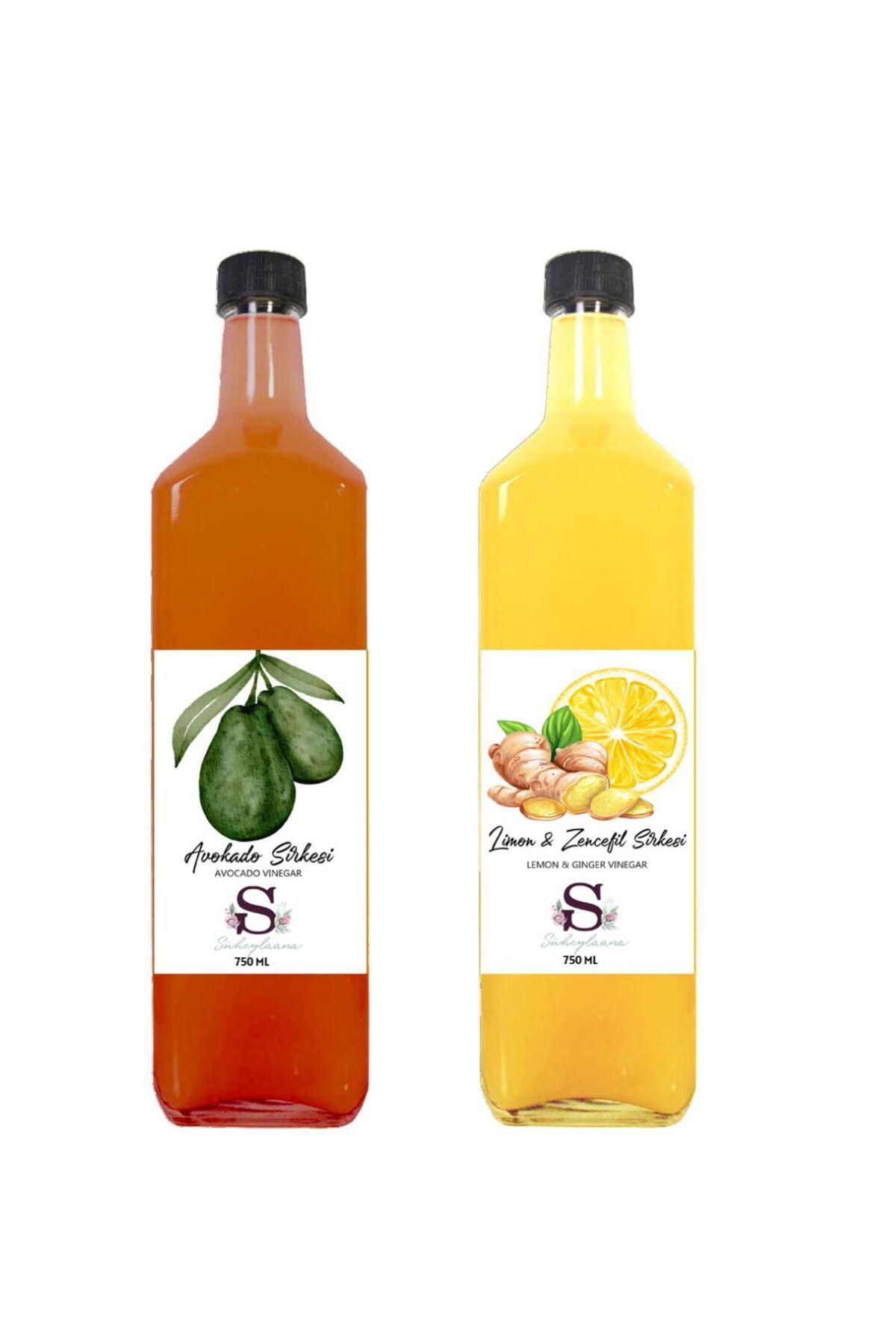 Süheylaana Doğal Avokado Sirkesi 750 Ml - Doğal Limon & Zencefil Sirkesi 750 Ml