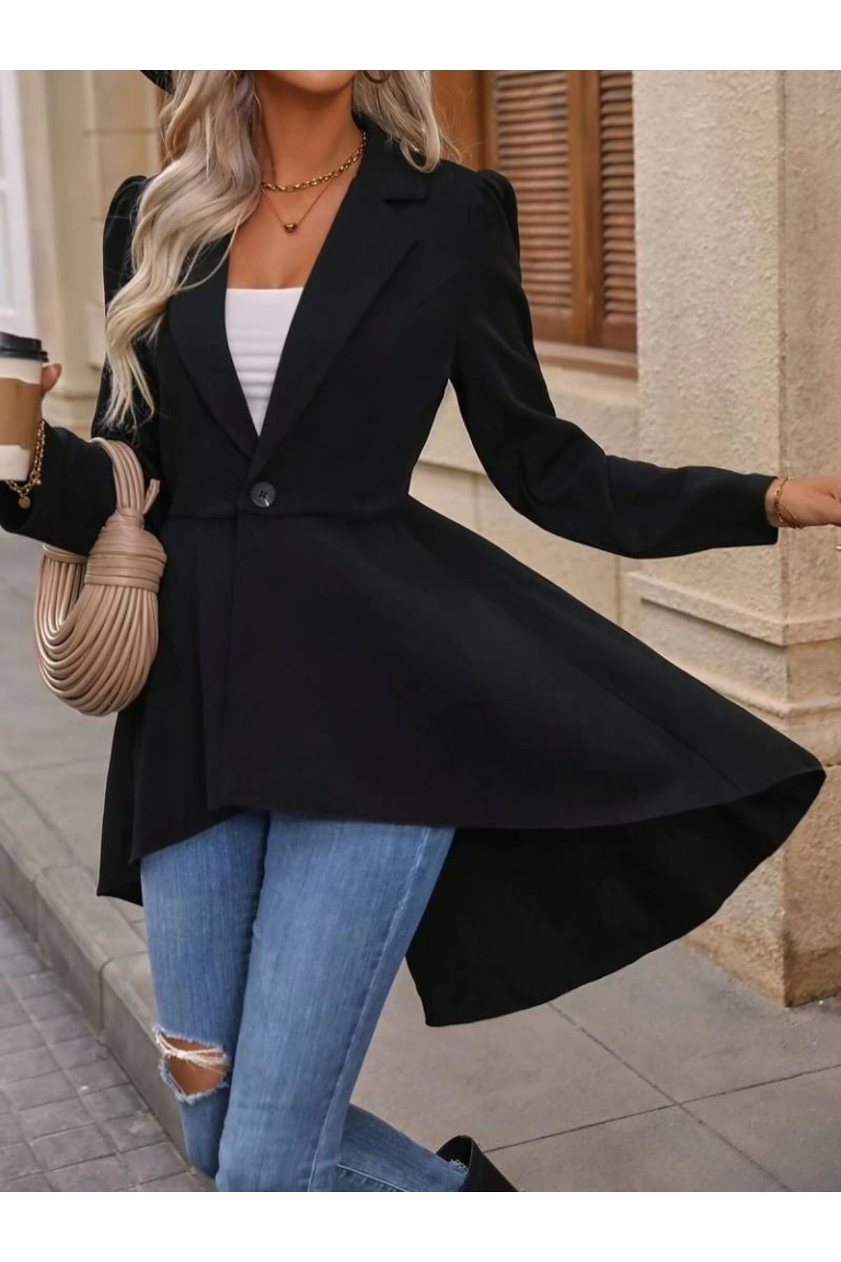 POLEXP Şık Kadın Atlas Blazer Ceket