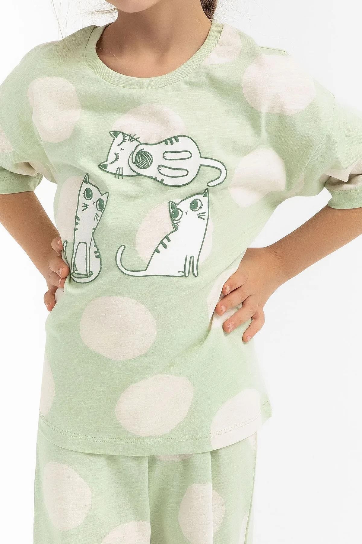 ROLY POLY-2790 Cat Patterned Pajama Set with Elastic Legs (Mother and Daughter Can Be Combined) 7