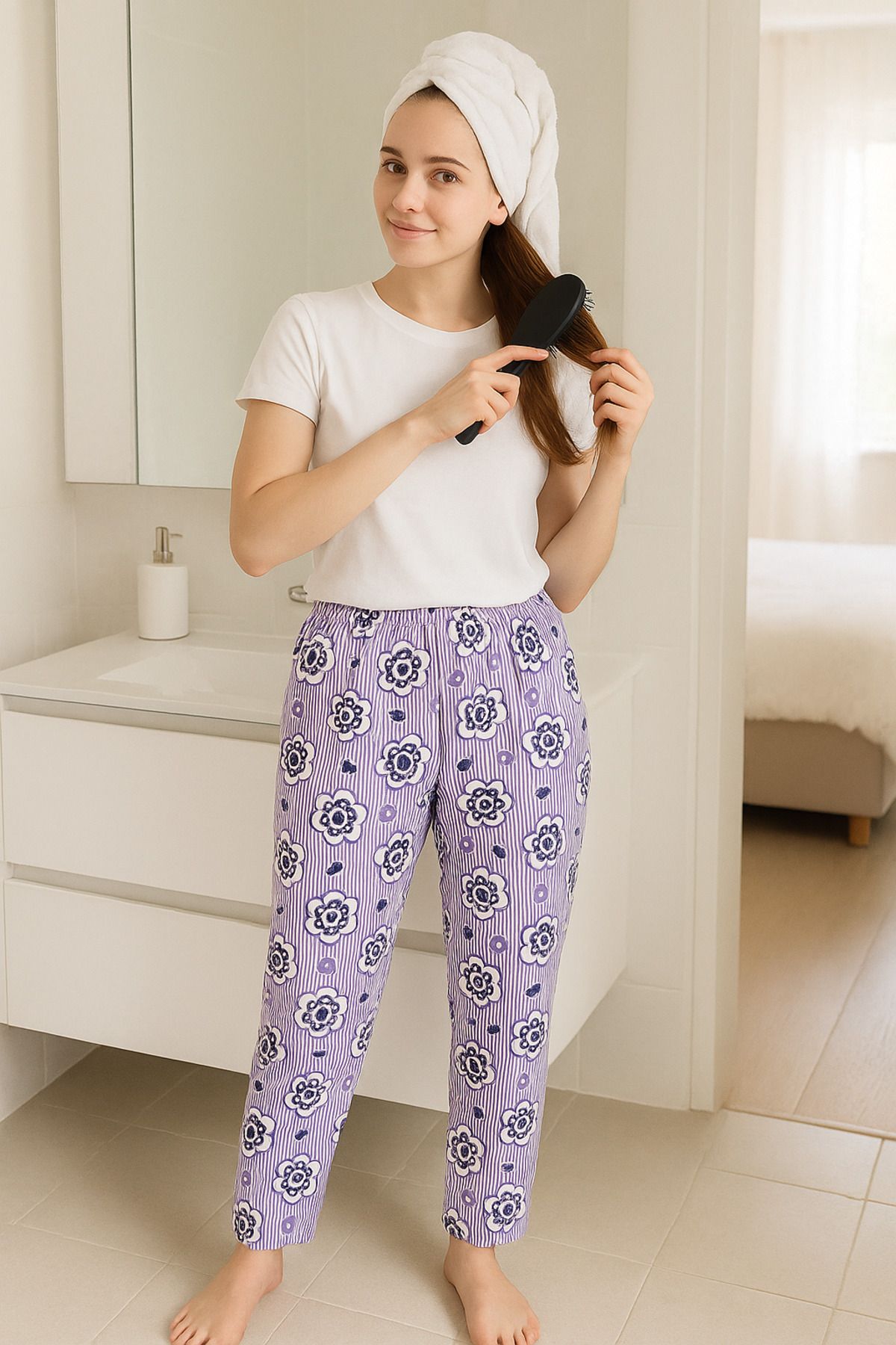 Black Arden Socks Kadın pamuklu Yazlık Pijama Rahat Kalıp Yumuşak Kumaş