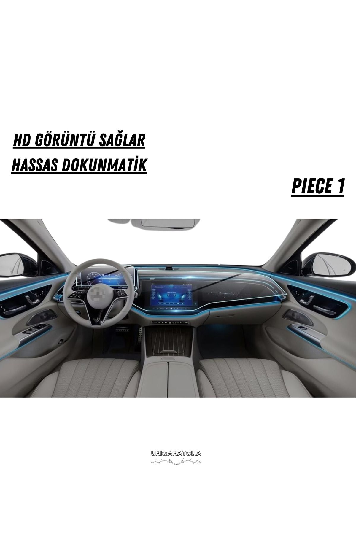 UniqAnatolia-Mercedes E220 2025 Ghost Instrument and Multimedia Passenger Display Compatible Nano Screen Protector 2