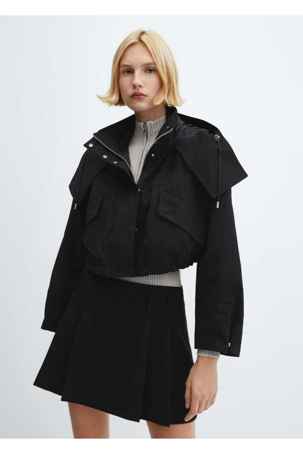 Crop kapüşonlu parka