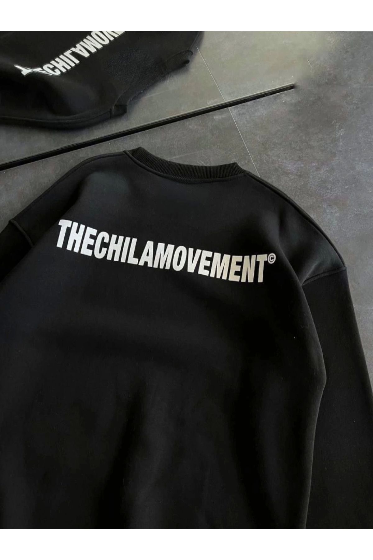 POLEXP Kadın Kışlık Oversize Baskılı Sweatshirt - Siyah