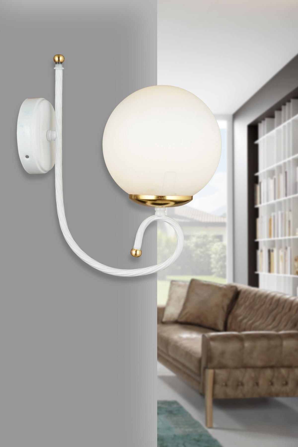 SerenityHaven Beyaz Kule Beyaz Camlı Modern Aplik
