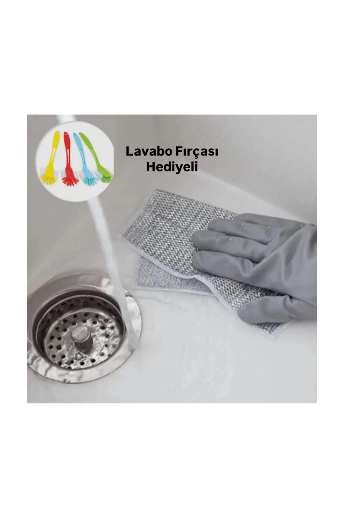 ELCY 5 ADET Çift Taraflı Bulaşık Bezi Teli Lavabo Fırçası Hediyeli