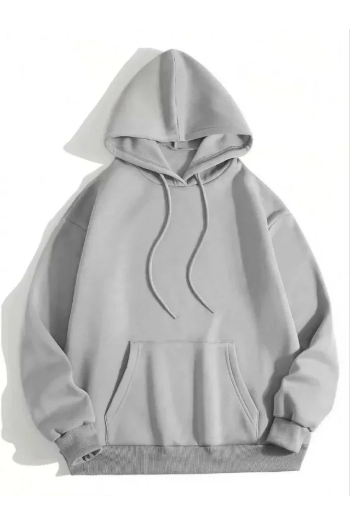 POLEXP Pamuklu Unisex Gri Kapşonlu Sweatshirt