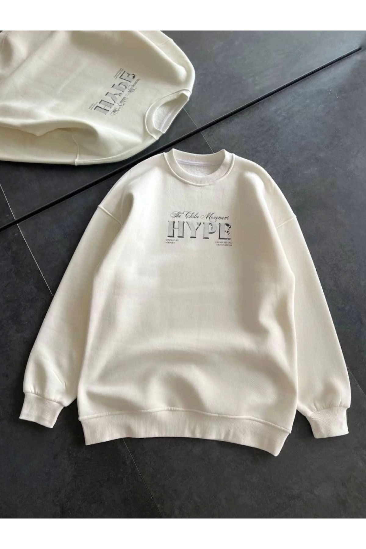 POLEXP Bisiklet Yaka Baskılı SweatShirt - Beyaz