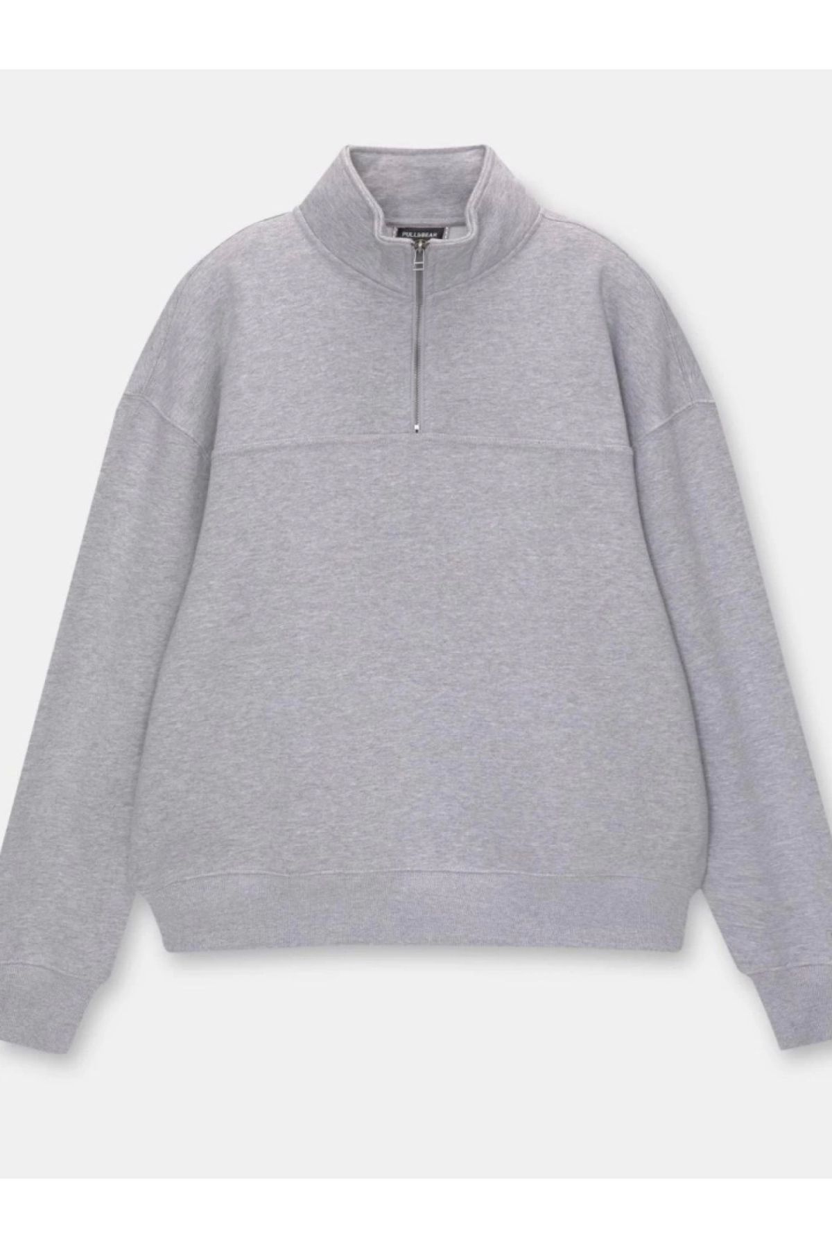 POLEXP Yarım Fermuarlı Oversize Gri Sweatshirt