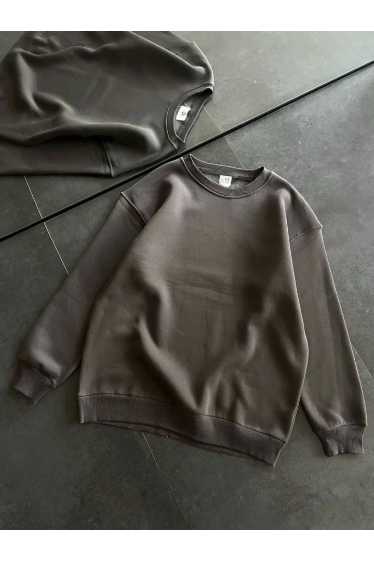 POLEXP Sıcak Tutucu Bisiklet Yaka Sweatshirt - Füme