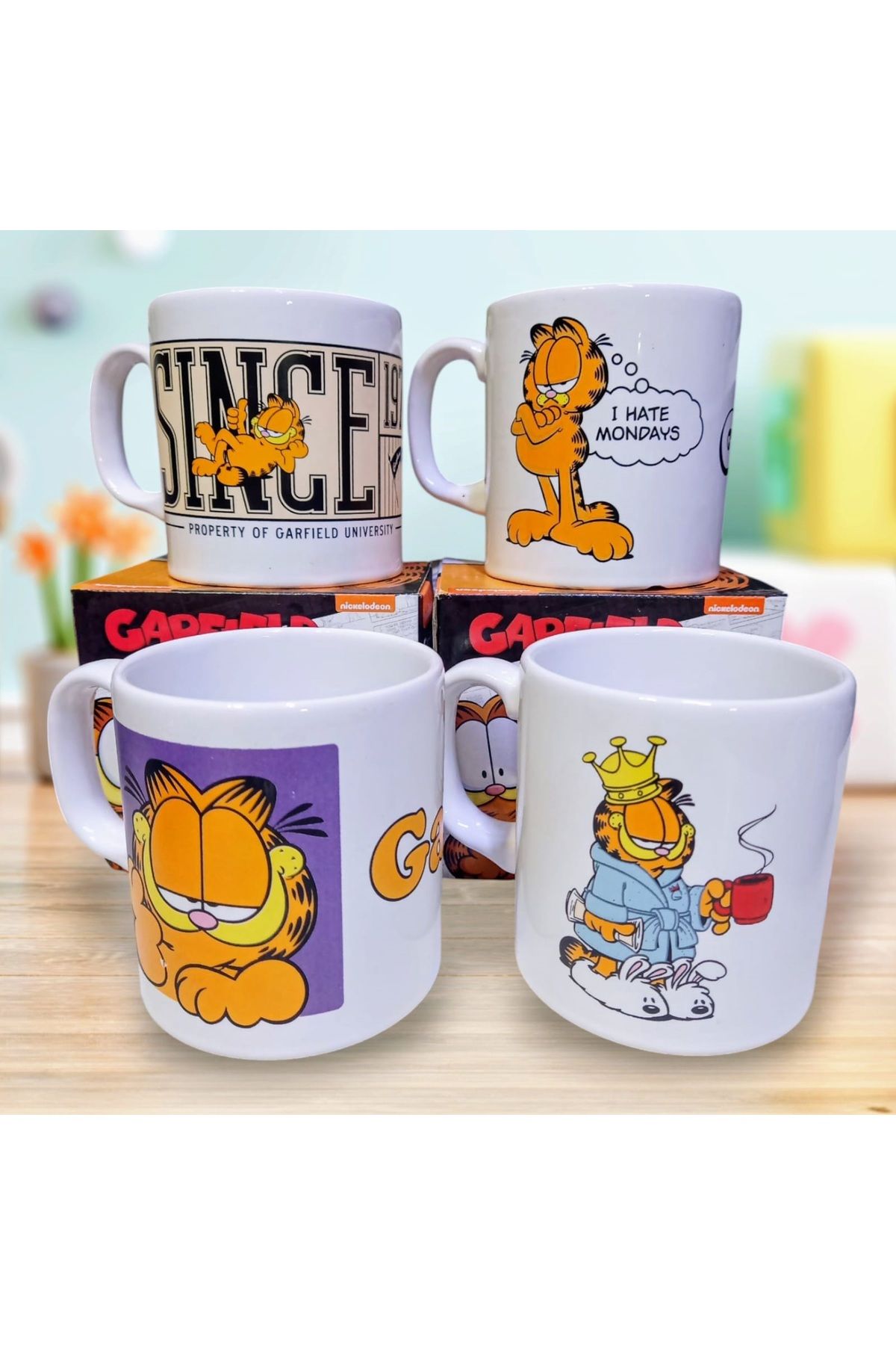 izmir yazici servis Lisanslı Garfield 330 Ml Kupa Mug Latte Fincanı 1 Adet Hediyelik Set 2