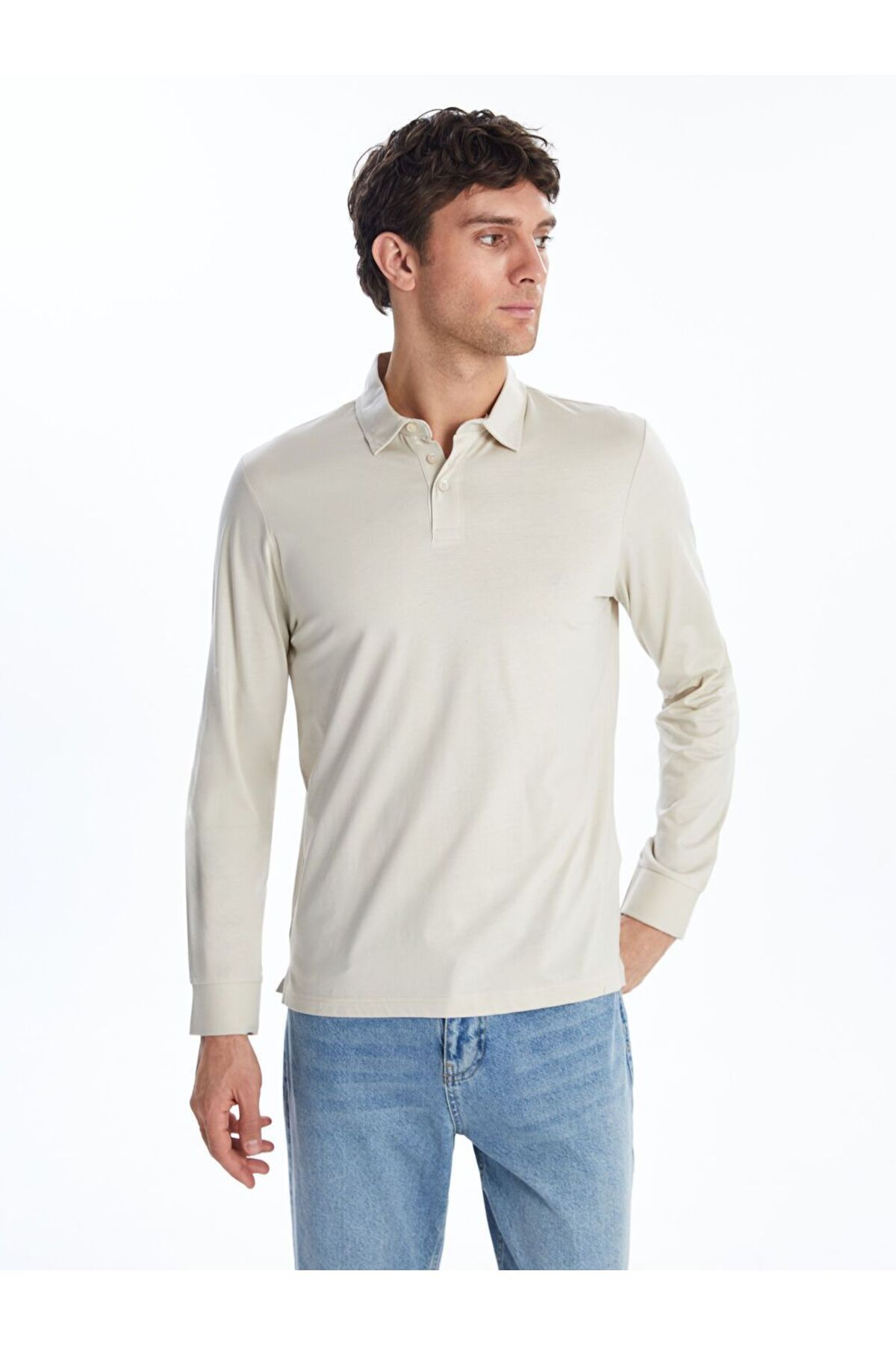 LC Waikiki LCWAIKIKI Classic Polo Yaka Uzun Kollu Erkek Sweatshirt