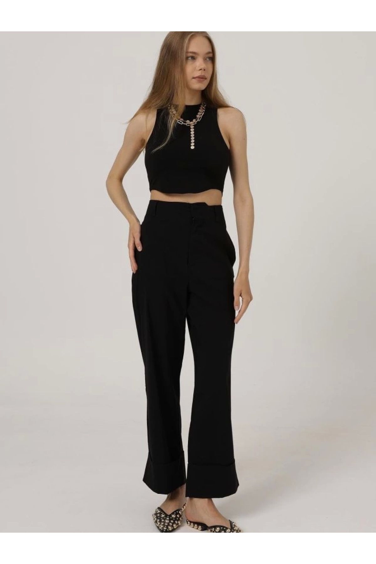 POLEXP Siyah Duble Paça Pantolon - Trendy ve Şık Tarzınız İçin