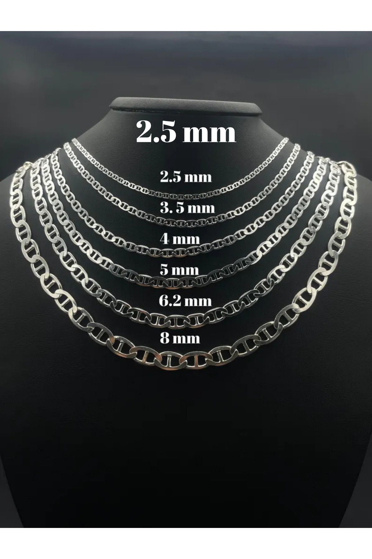 Parlak Gümüş 925 Ayar Erkek Gümüş Kolye - Huarz Model Gümüş Kolye 4 mm