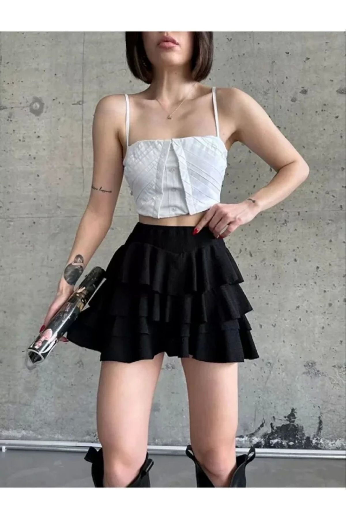 POLEXP Şık Siyah Mini Etek