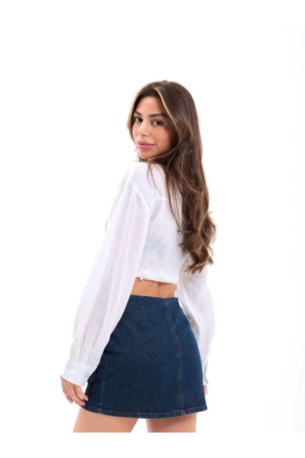 POLEXP Mavi Kot Etek - Trendy Tarzıyla Yükselin!