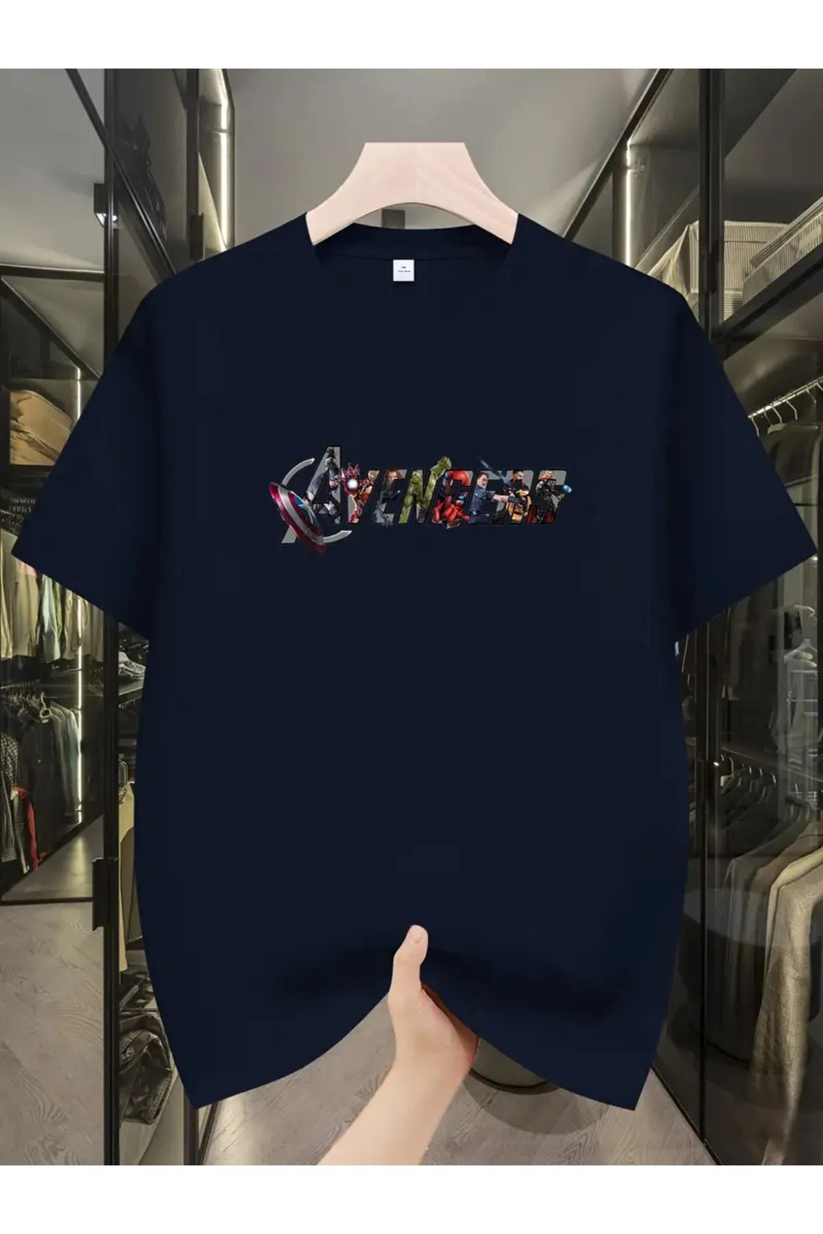 Koklonmoda Büyük Beden Unisex Avengers Baskılı Oversize T-Shirt