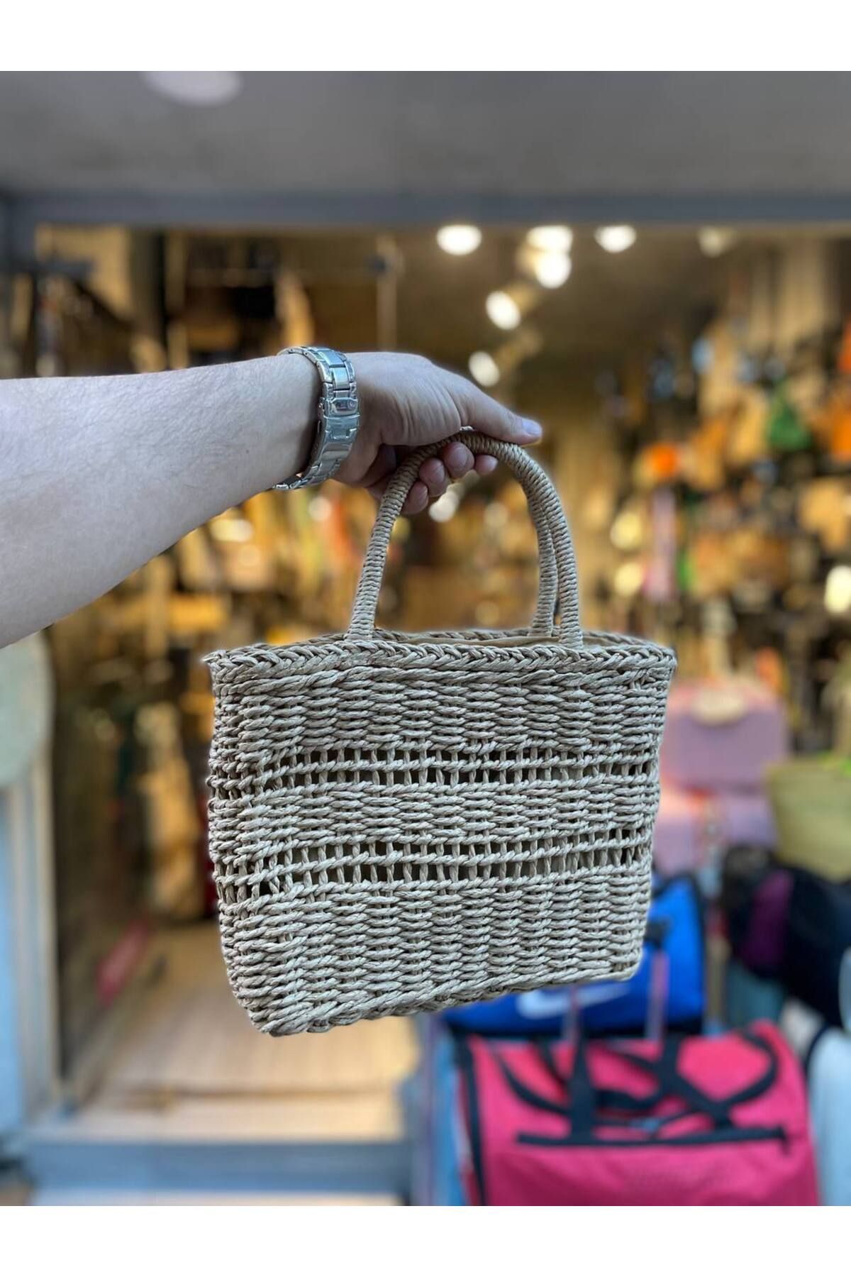 shop İthal Hasır Kol Çanta