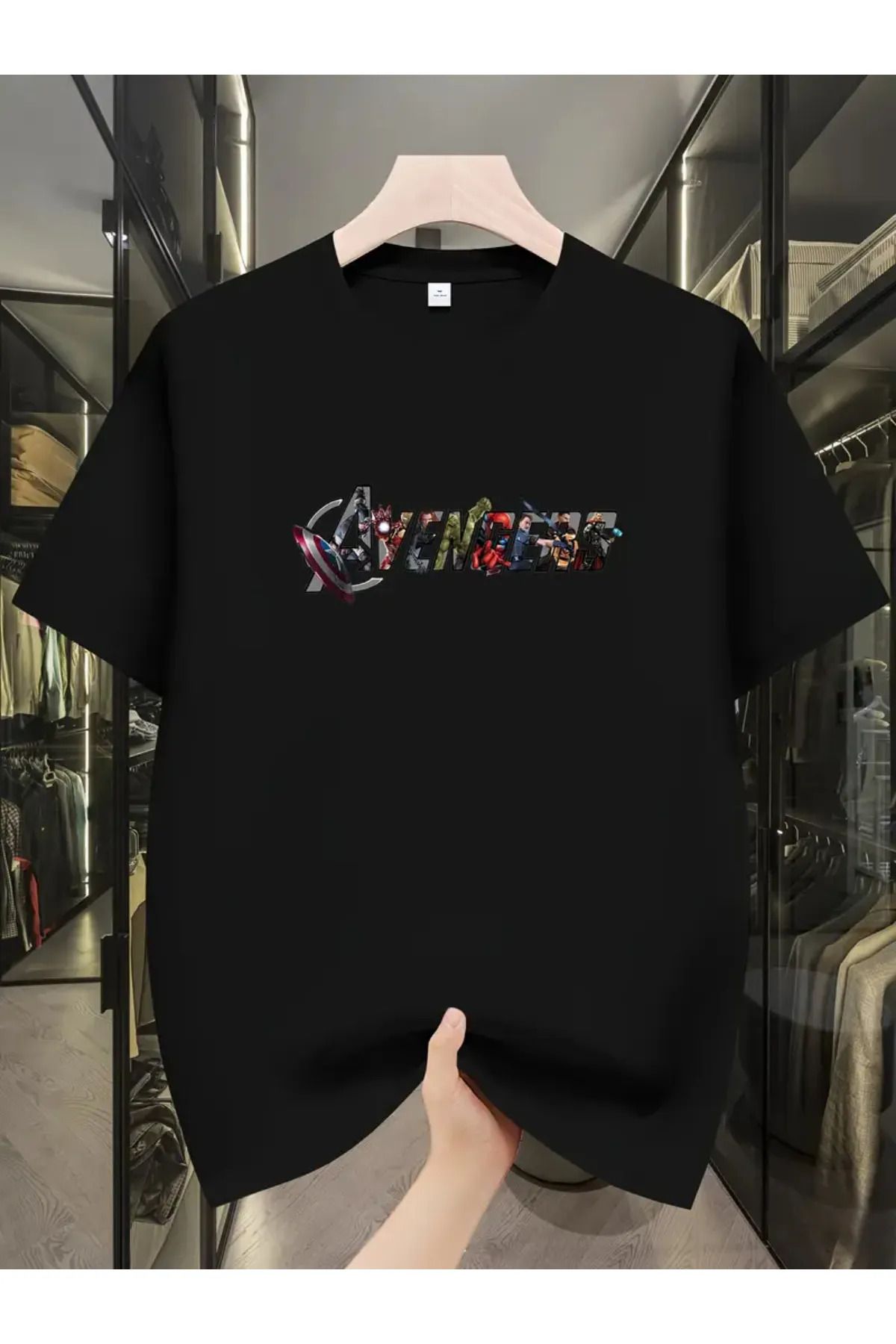 Koklonmoda Unisex Avengers Baskılı Oversize T-Shirt