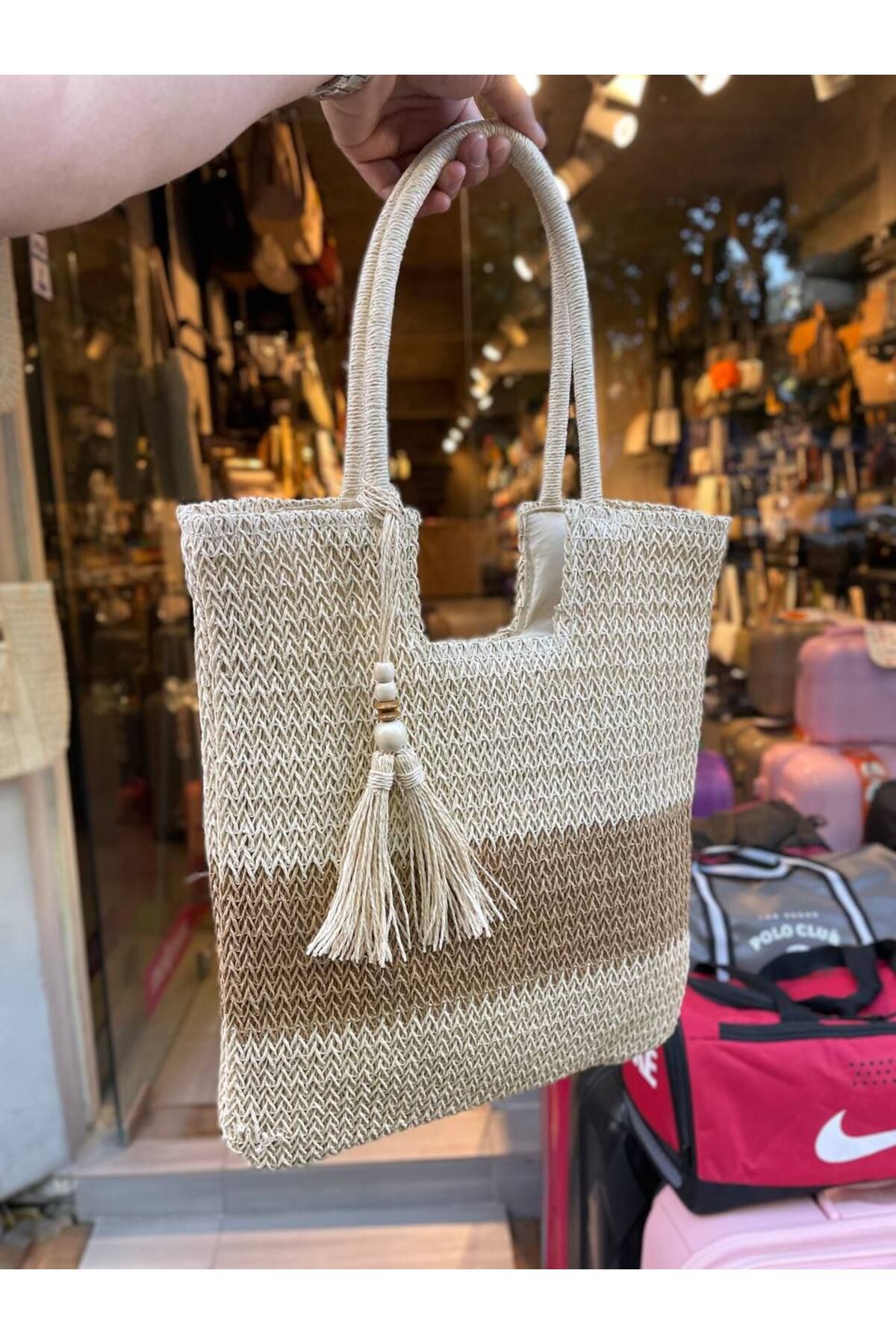shop İthal Hasır Kol Çanta