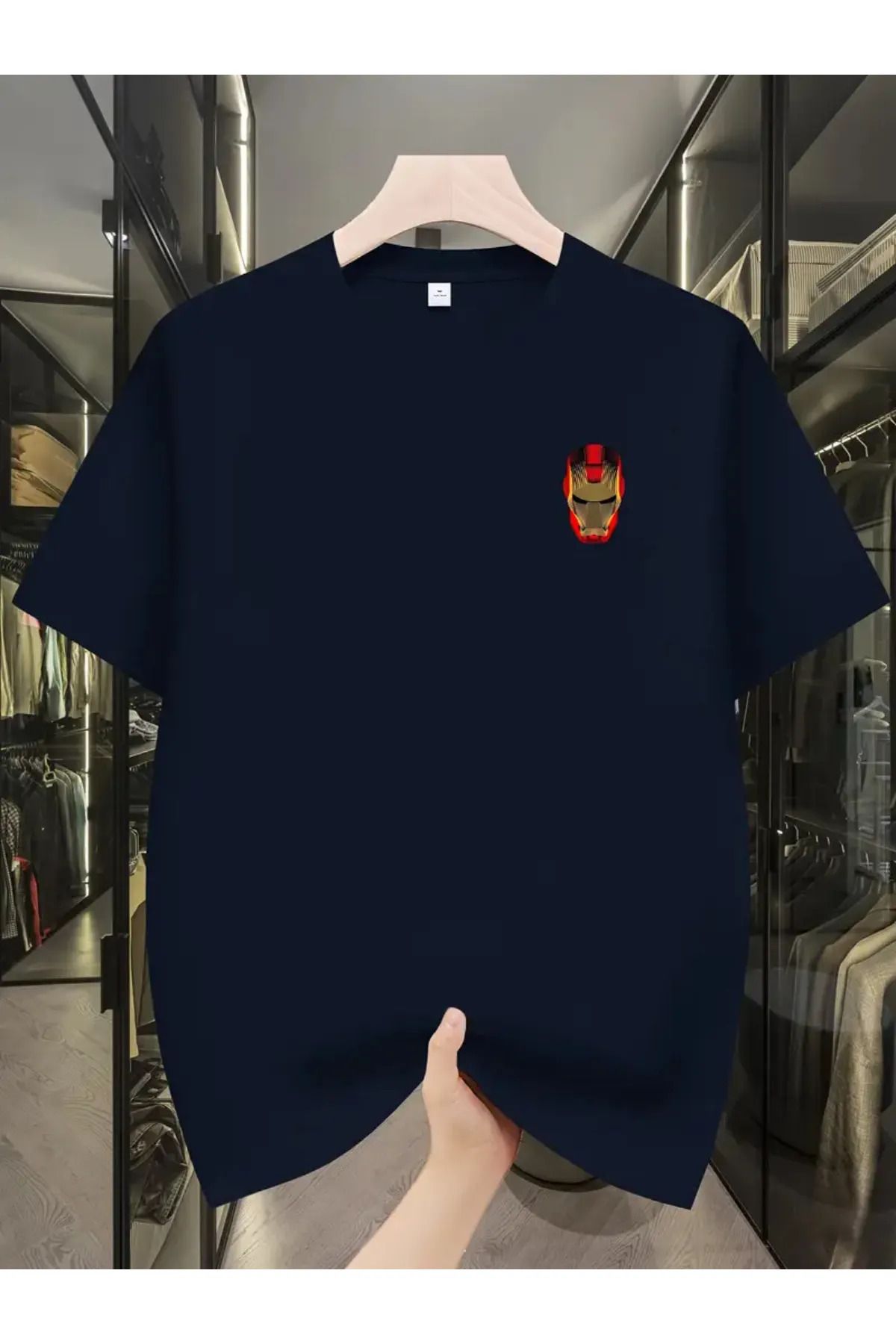 Koklonmoda Büyük Beden Unisex IronMan Baskılı Oversize T-Shirt