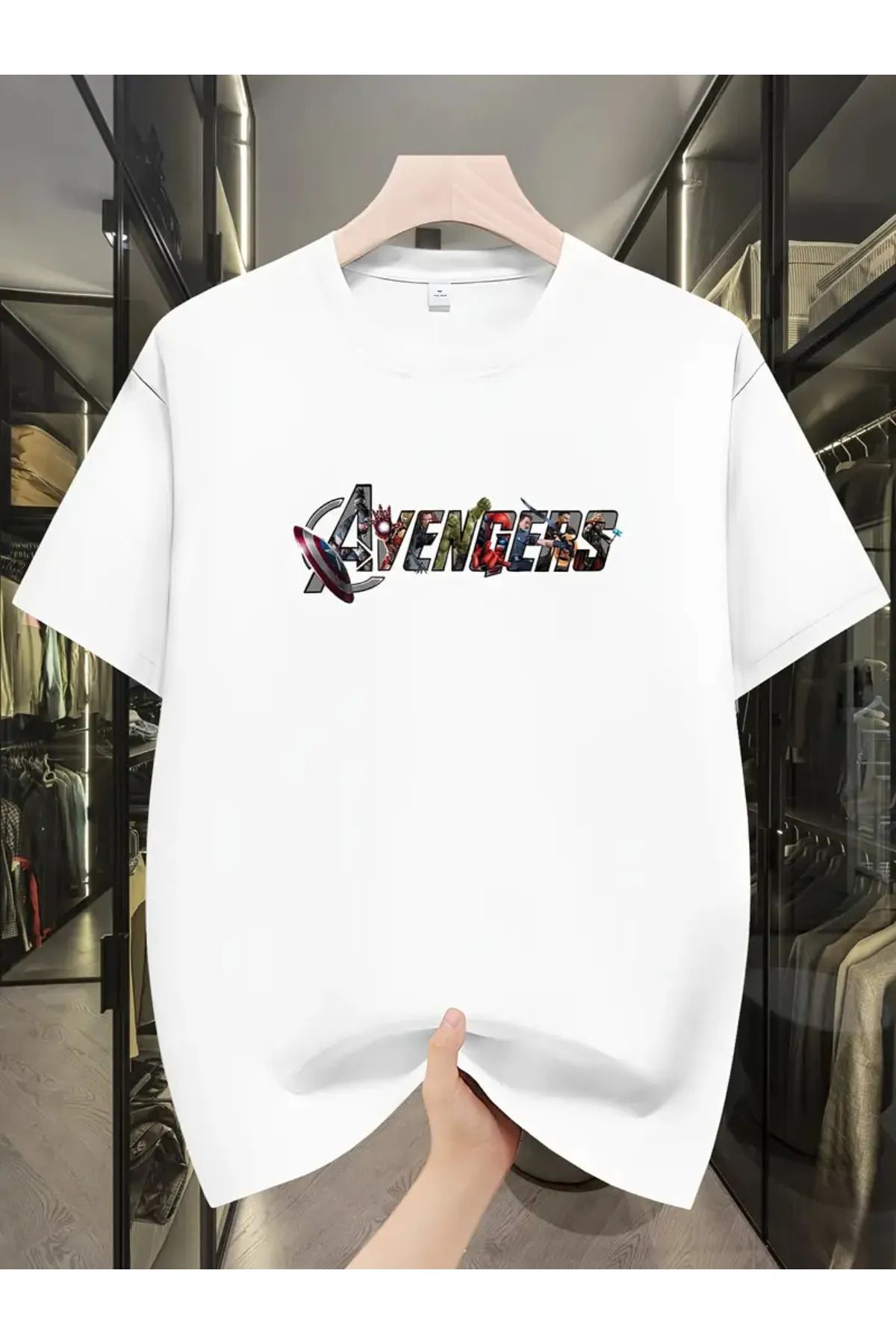 Koklonmoda Unisex Avengers Baskılı Oversize T-Shirt