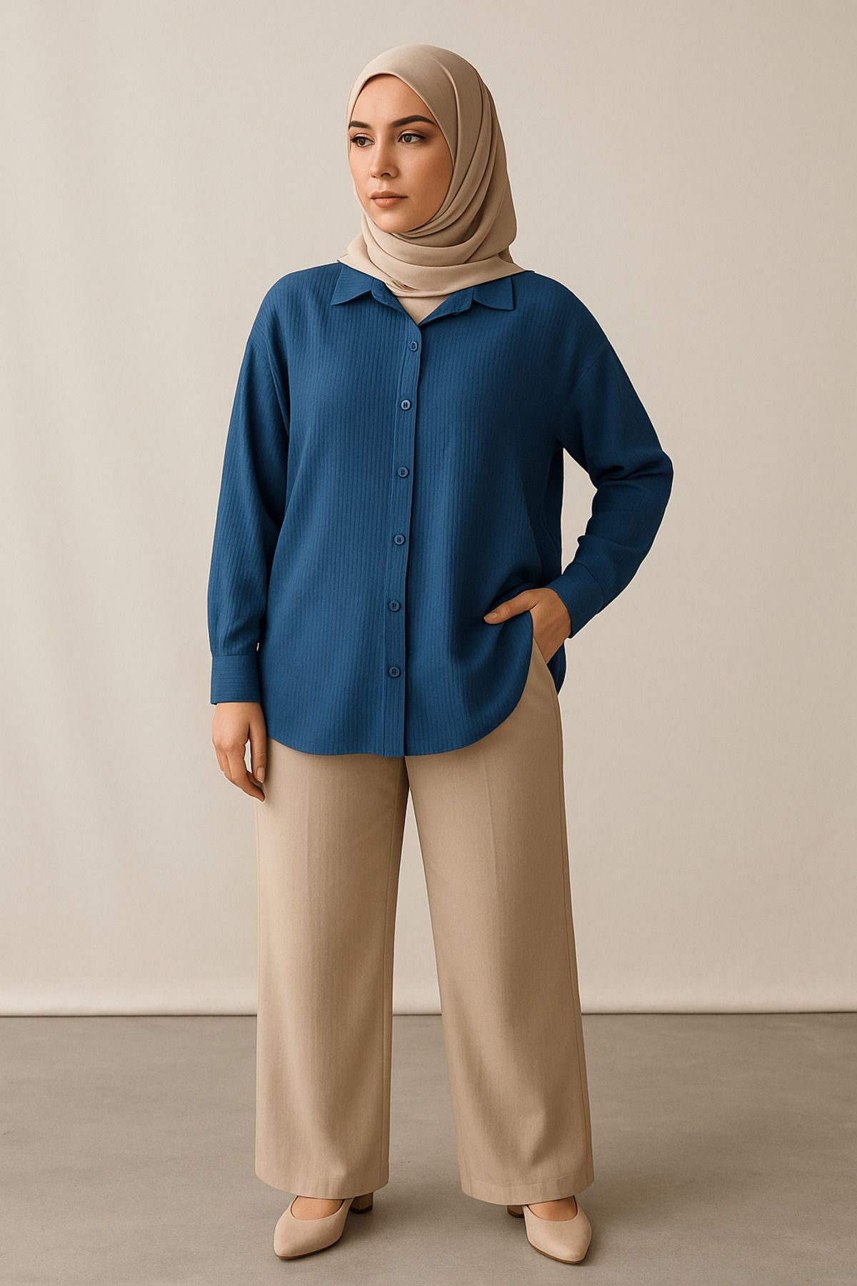 Paw Garage Kadın Olivia Oversize Pamuklu Bürümcük Kumaş Yazlık Tesettür Gömlek