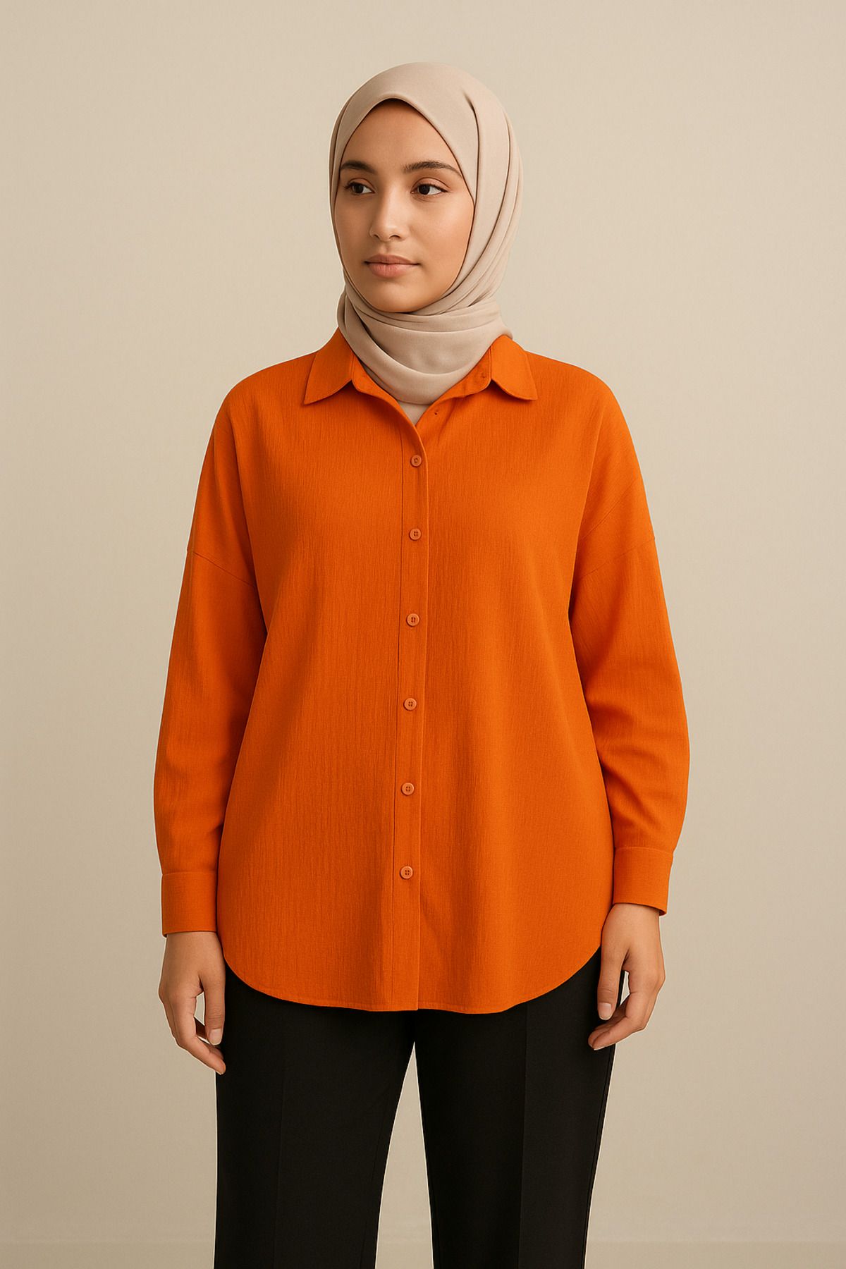 Paw Garage Kadın Olivia Oversize Pamuklu Bürümcük Kumaş Yazlık Tesettür Gömlek