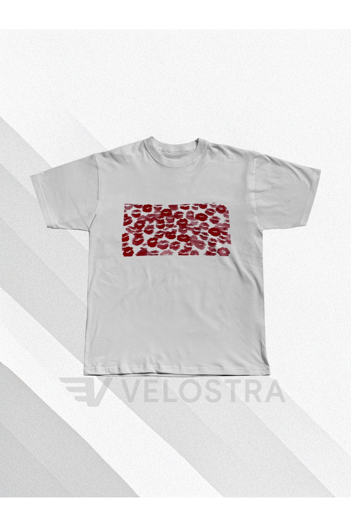 Velostra Unisex Öpücük baskılı Oversize T-shirt