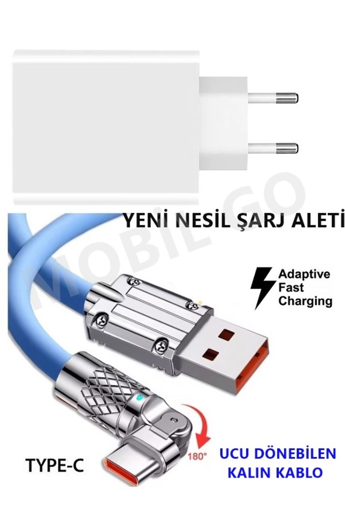 MOBİL GO Samsung Mi Huawei Realme ve Type-c Telefonlara Uyumlu Hızlı Şarj Aleti Yeni Nesil