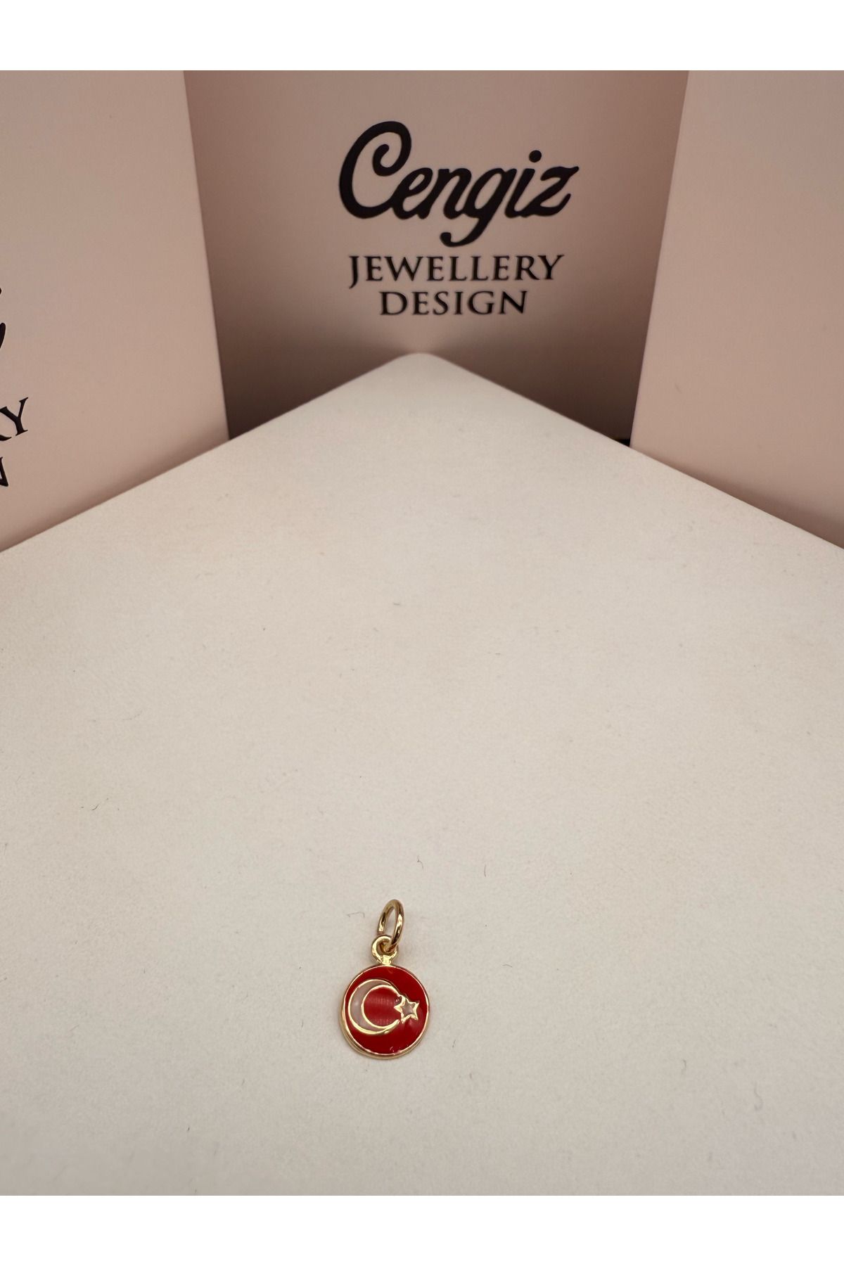 cengizjewellery 14 Ayar Ay Yıldız Türk Bayrağı Kolye Ucu