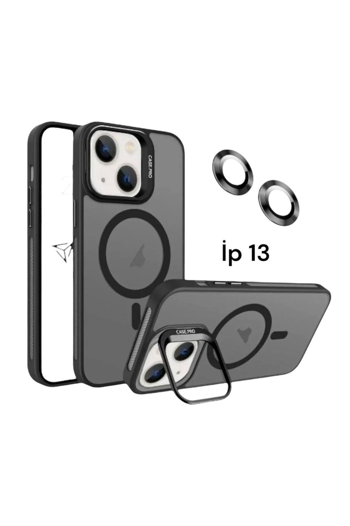Bruntoo BR Apple İphone 13 Uyumlu Mat Serisi Standlı Kapak Magsafe Kılıf +Lens Koruma .