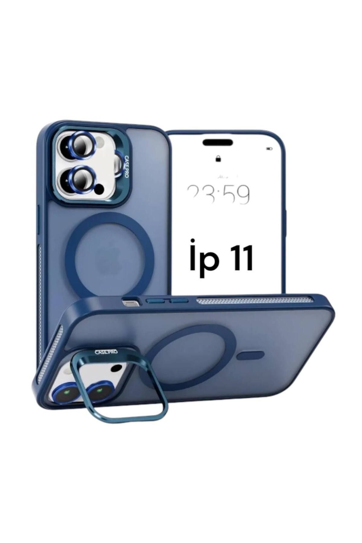 Bruntoo BR Apple İphone 11 Uyumlu Mat Serisi Standlı Kapak Magsafe Kılıf +Lens Koruma .