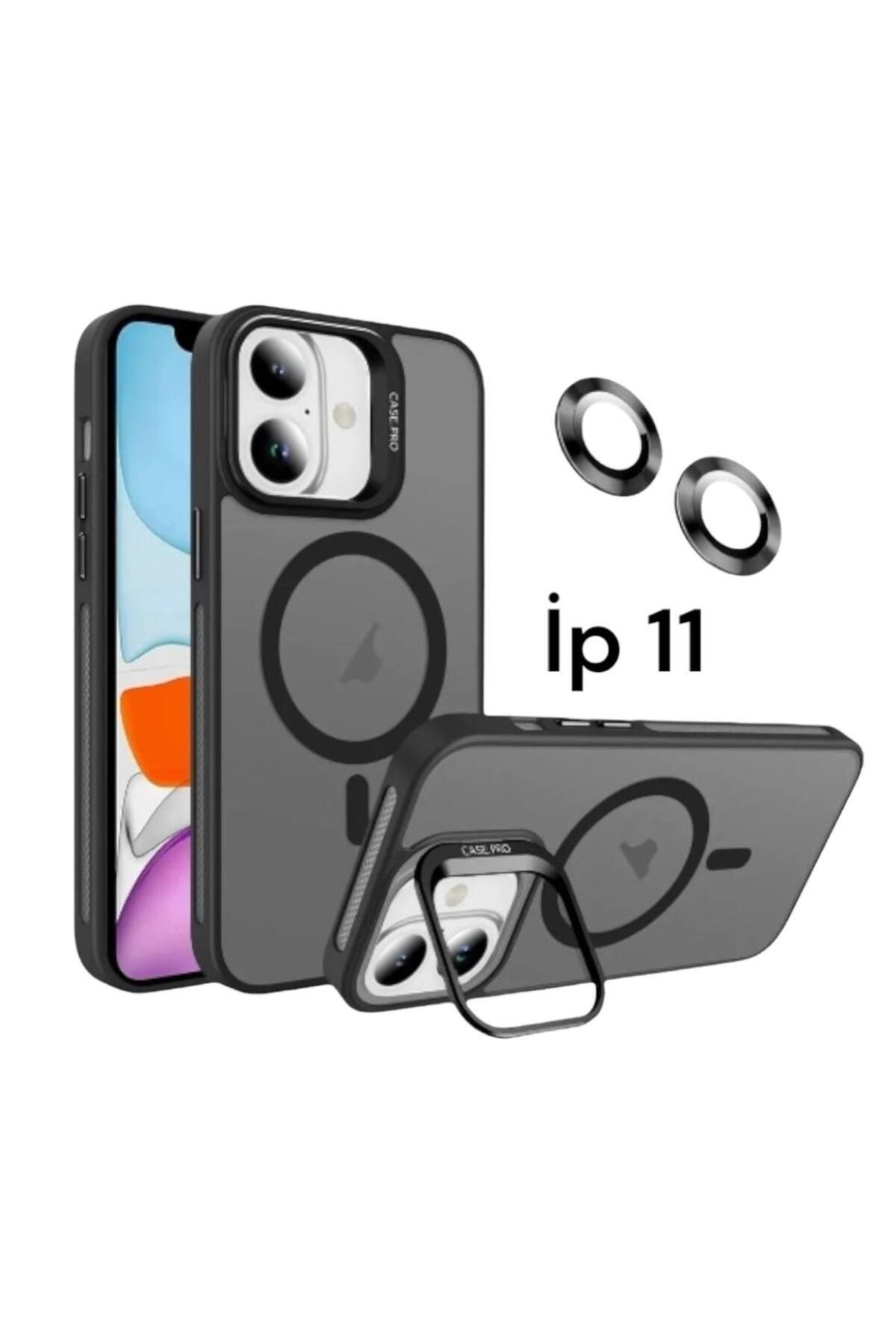 Bruntoo BR Apple İphone 11 Uyumlu Mat Serisi Standlı Kapak Magsafe Kılıf +Lens Koruma .