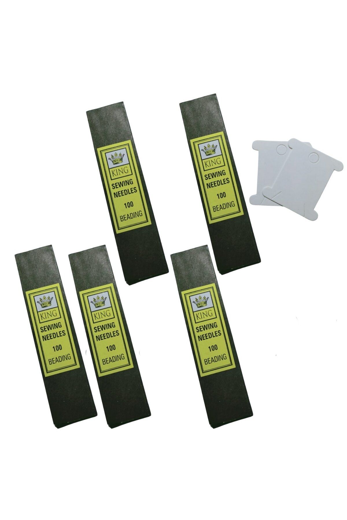 Eskişehir hobi sanat King 100 Numara 5 Paket 10cm 20 Adet Kum Boncuk Miyuki Iğnesi Ve 2 Adet Iplik Sarma Kartı