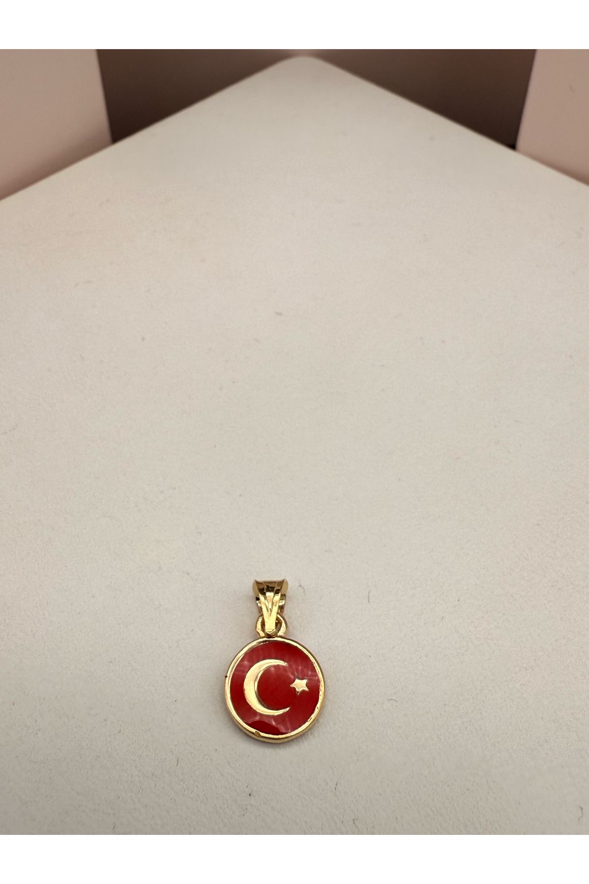 cengizjewellery 14 Ayar Ay Yıldız Türk Bayrağı Kolye Ucu