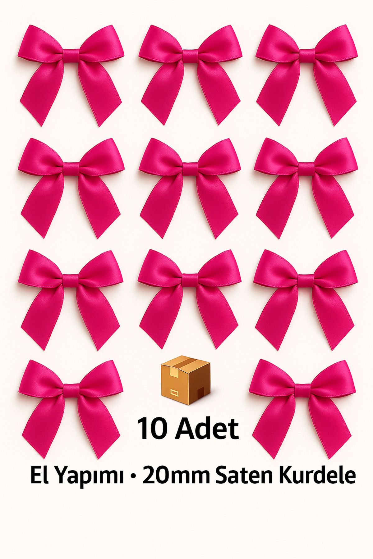 edalle 10 Adet Saten Fiyonk Kurdele 20mm Saten Kurdele