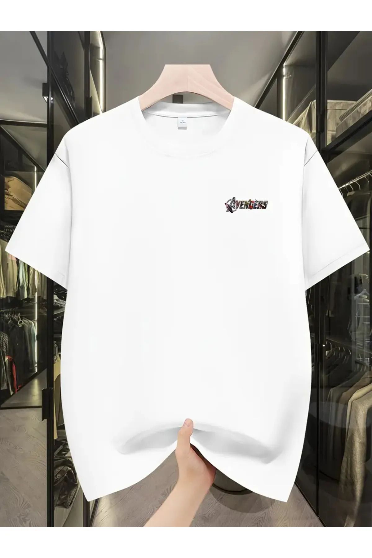 Koklonmoda Unisex Mini Avengers Simge Baskılı Oversize T-Shirt