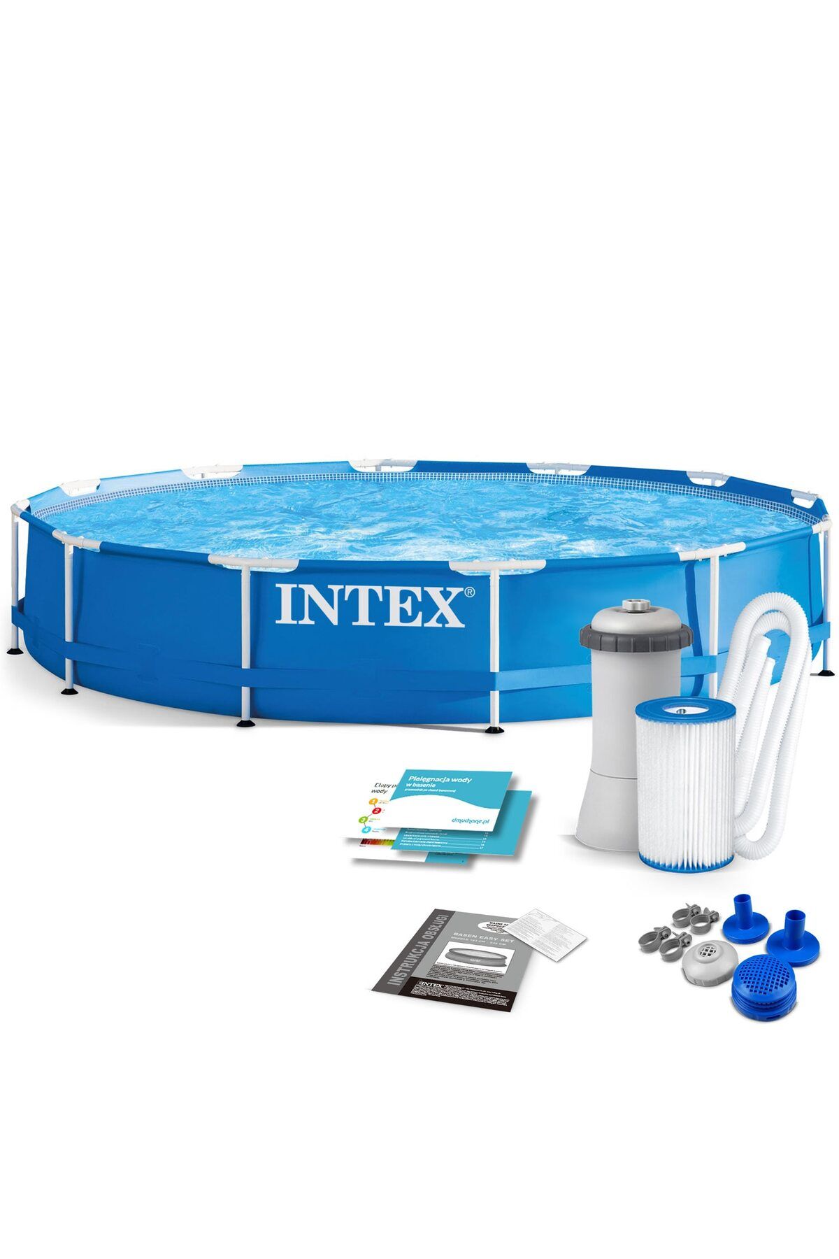 Intex-Intex swimming pool, with accessories, durable material, easy to assemble, round shape, 366 cm, blue 4