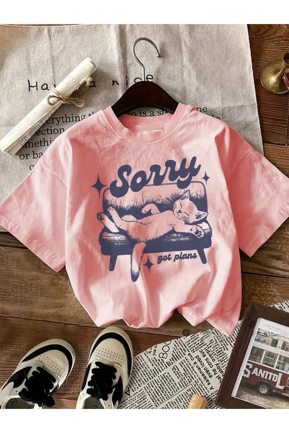 Koklonmoda Unisex Sorry Cat Baskılı Oversize T-Shirt