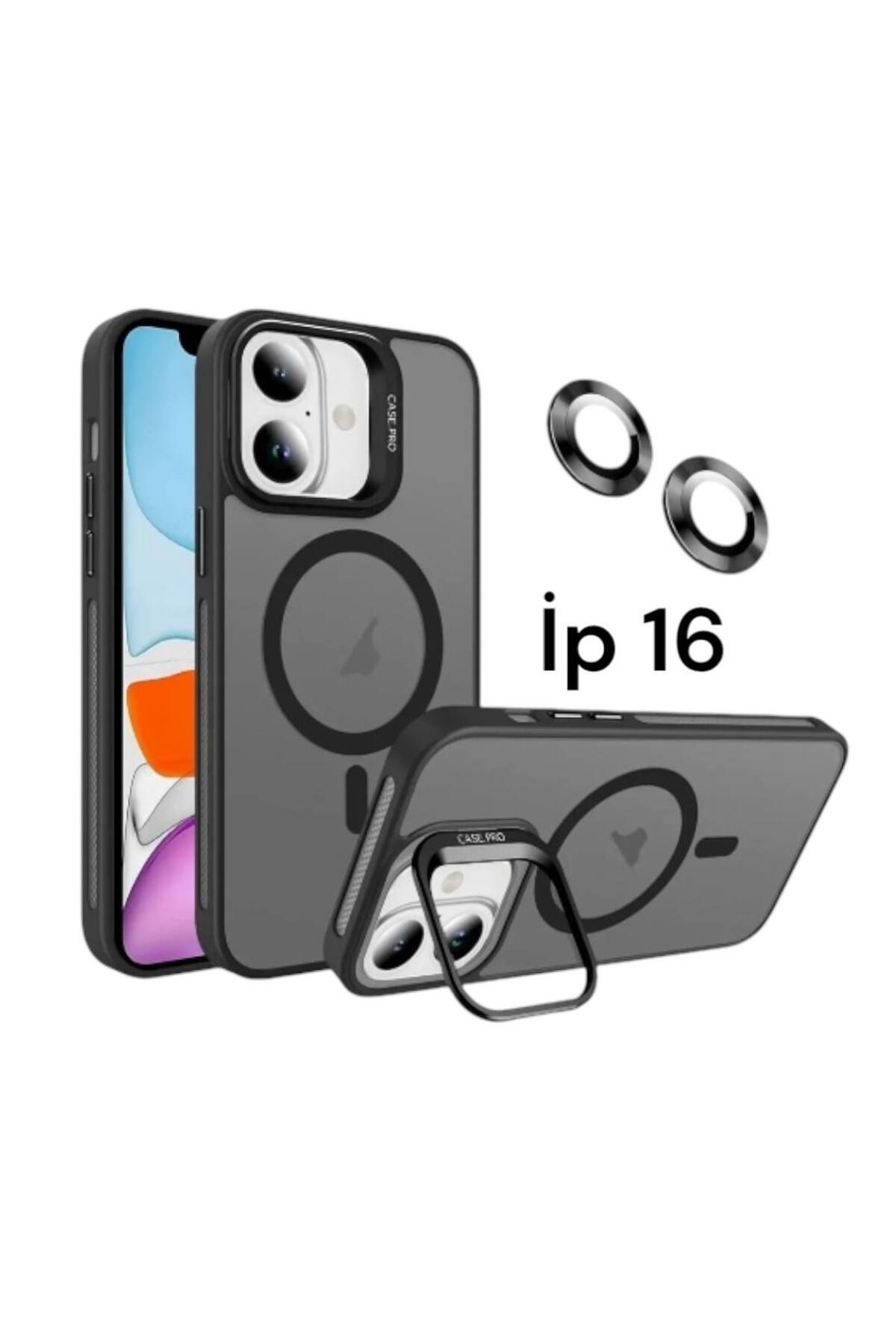 Bruntoo BR Apple İphone 16 Uyumlu Mat Serisi Standlı Kapak Magsafe Kılıf +Lens Koruma .