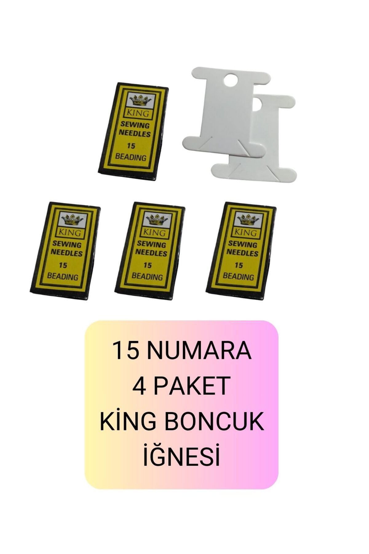 Eskişehir hobi sanat King 15 Numara 4 Paket Kum Boncuk Miyuki iğnesi EsnekYumuşak Ve 2 Adet iplik Sarma Kartı