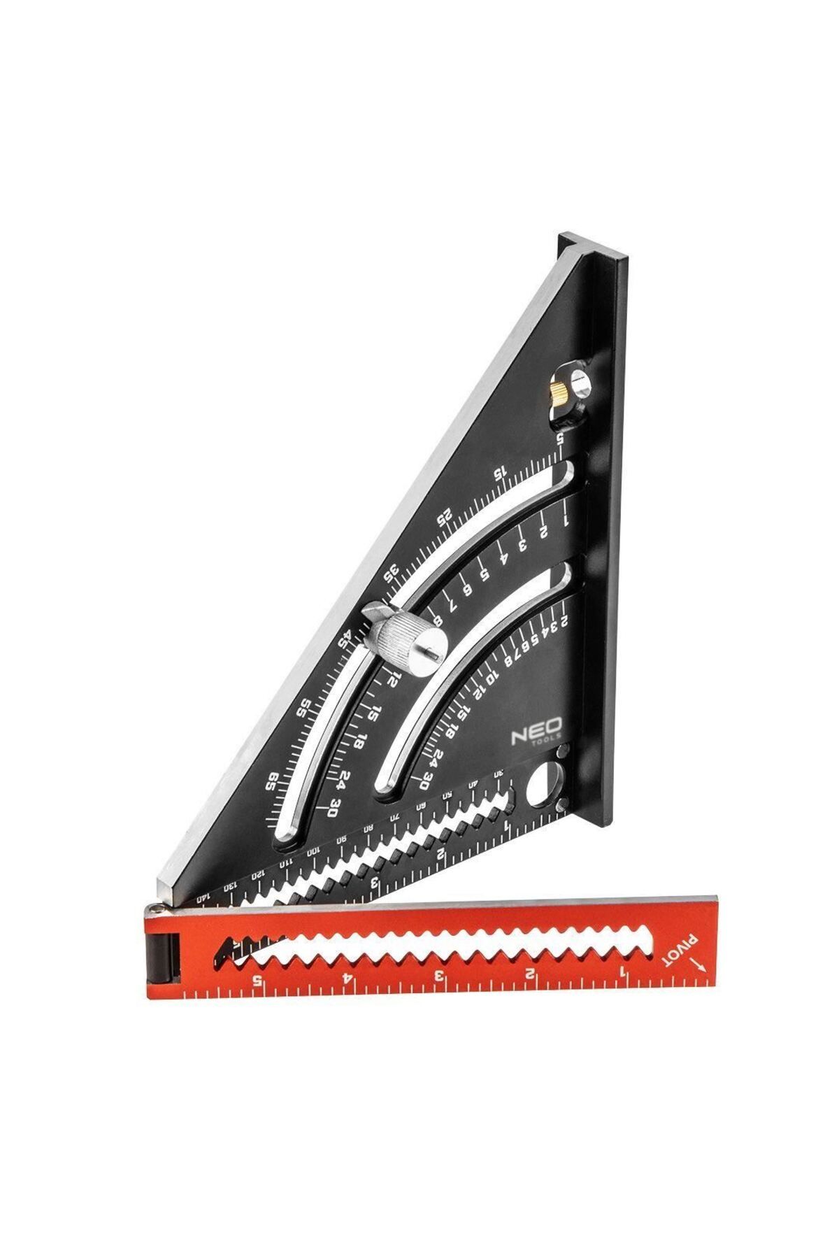 NEO-Carpenter's Square, With Folding Ruler, Aluminum, Triangular, 185x317 Mm, 8