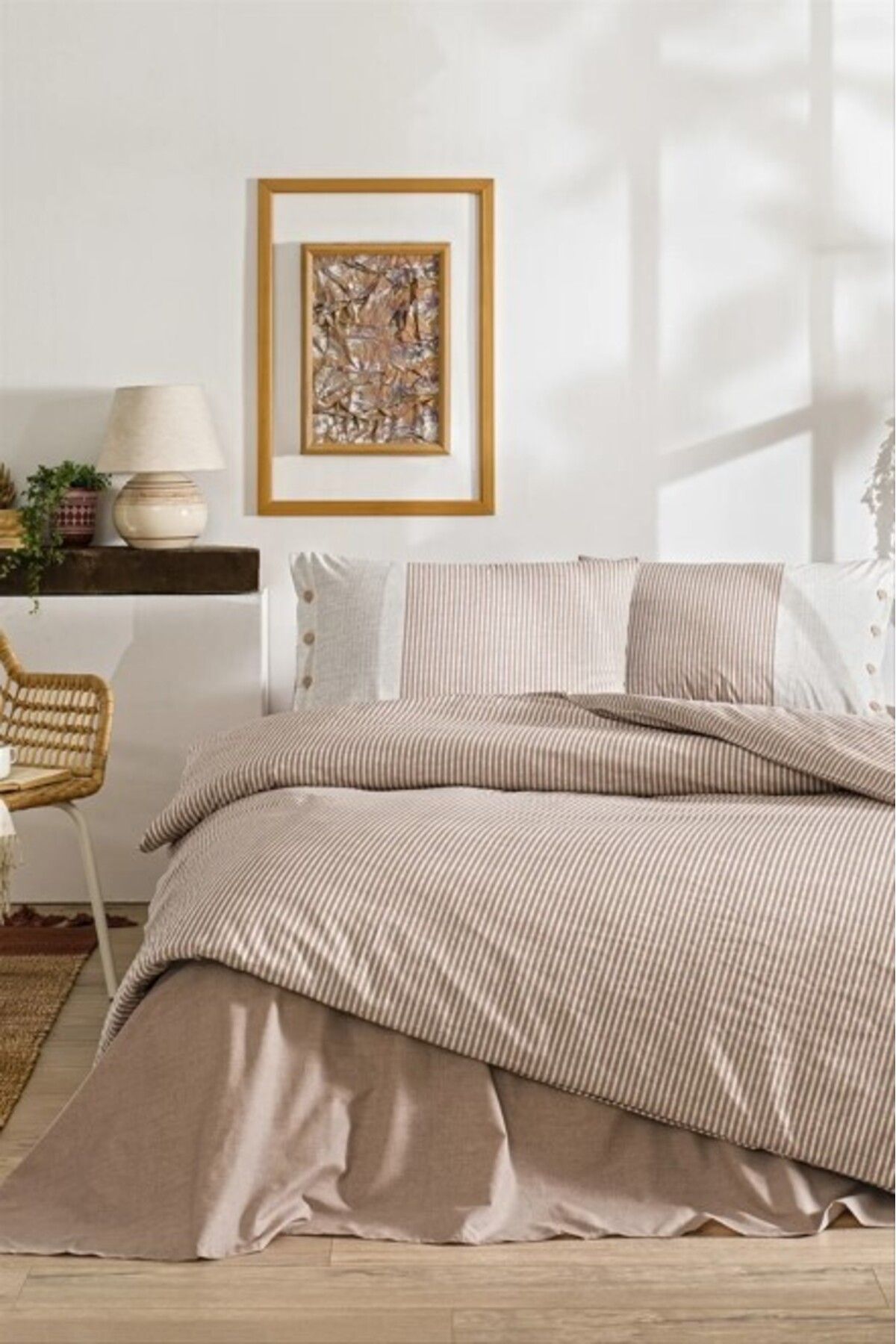 merland benvecocuk Özdilek Çift Kişilik Ranforce Nevresim Takımı Natural Line Somon