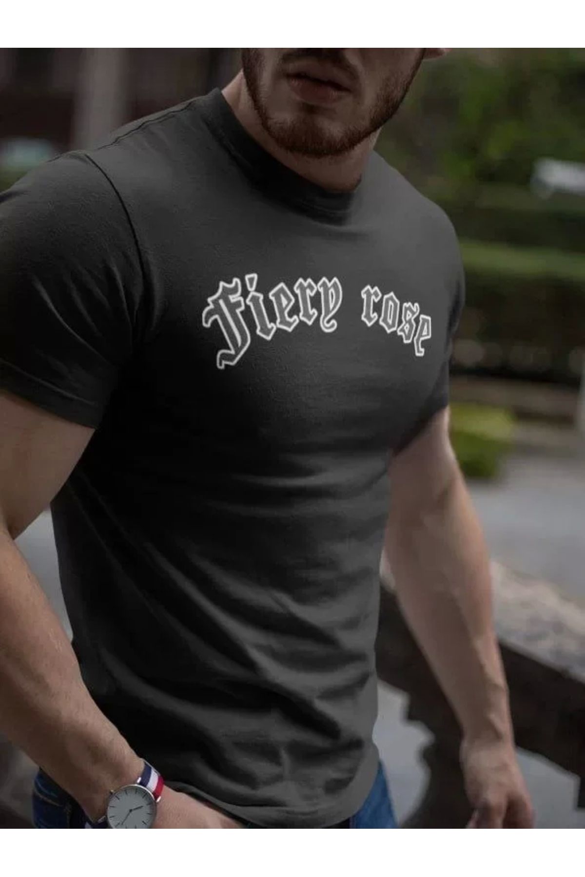 Butik Erkek Bisiklet Yaka Baskılı Oversize T-Shirt - Siyah