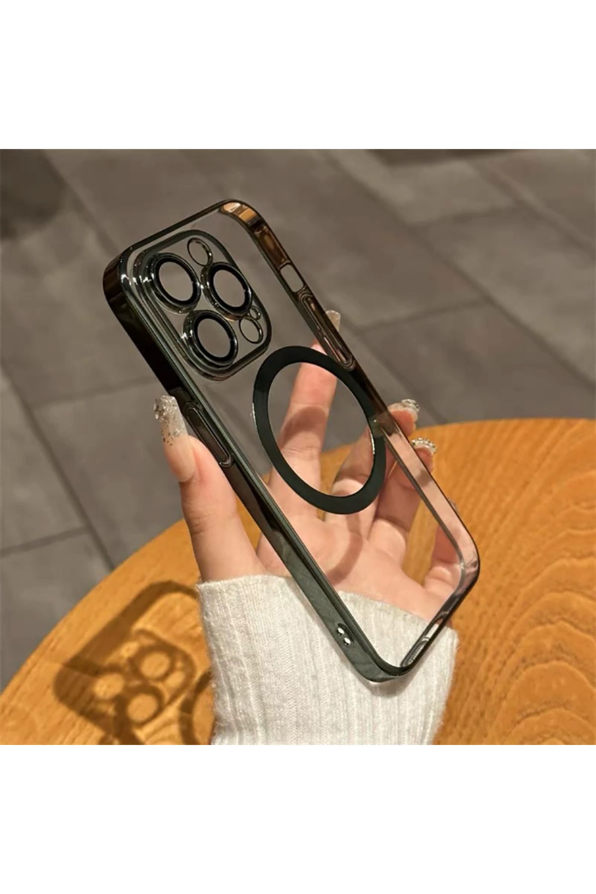 EDELFU iPhone 14 PRO MAX Kamera Lensli Magsafeli Kapak Yumuşak Darbe Emici Koruyucu Kılıf