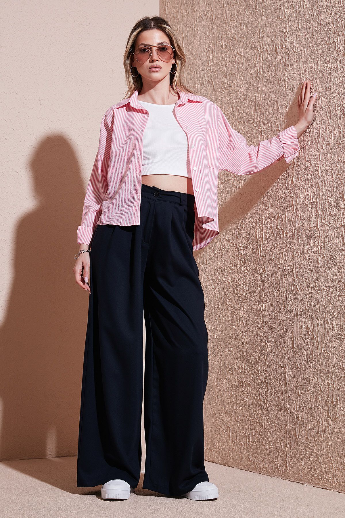 Lela Wide Leg Yüksek Bel Geniş Paça Palazzo Pantolon PANTOLON 5866290